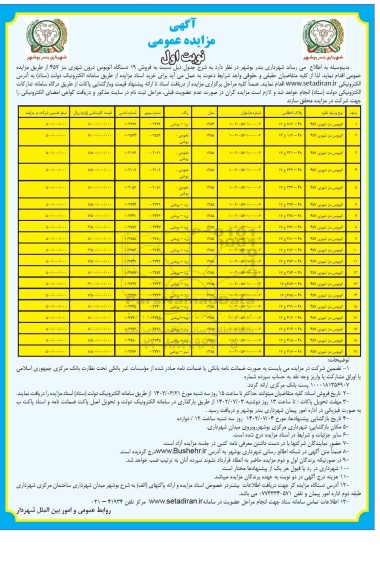 مزایده فروش 19 دستگاه اتوبوس درون شهری بنز 457