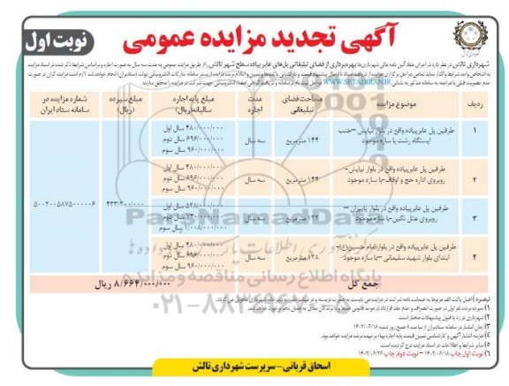 تجدید مزایده طرفین پل عابر پیاده ..