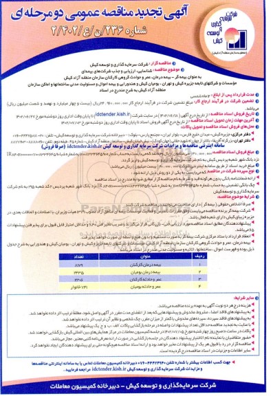 تجدید مناقصه شناسایی، ارزیابی و جذب شرکت های بیمه ای