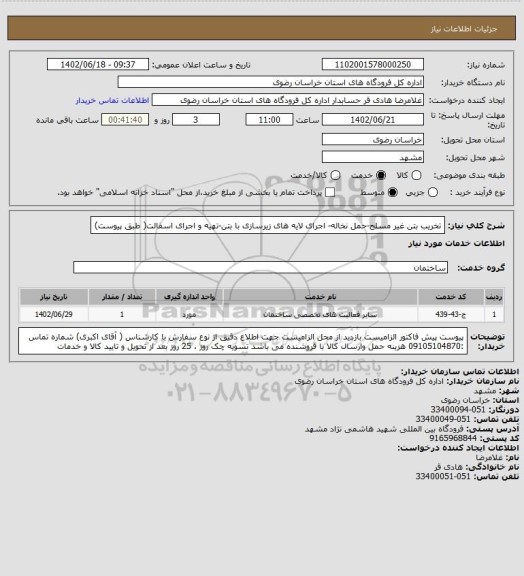 استعلام تخریب بتن غیر مسلح-حمل نخاله- اجرای لایه های زیرسازی با بتن-تهیه و اجرای اسفالت( طبق پیوست)