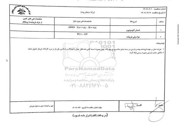 استعلام شمش آلومینیوم .....