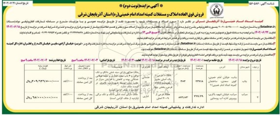 مزایده فروش فوق العاده املاک و مستغلات ...