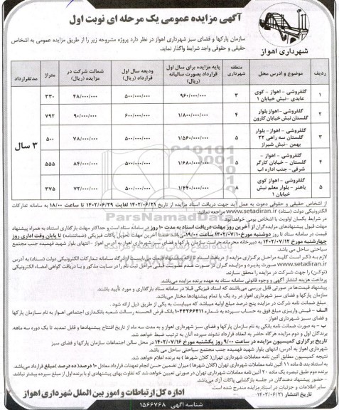 مزایده واگذاری پروژه (گلفروشی)