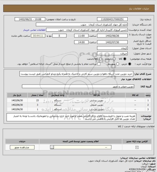 استعلام خرید دوربین تحت شبکه داهوا و دوربین سیم کارتی و لاجتیک به همراه پکیج ویدئو کنفرانس طبق لیست پیوست