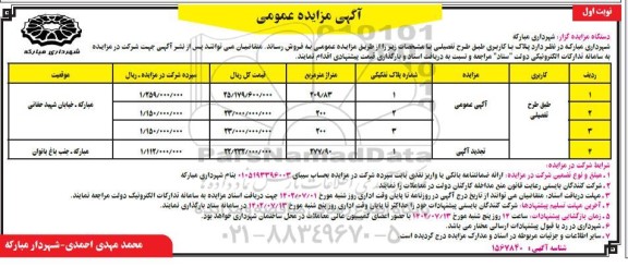 مزایده فروش پلاک با کاربری طبق طرح تفصیلی 