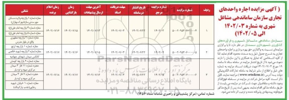 مزایده اجاره واحد تجاری