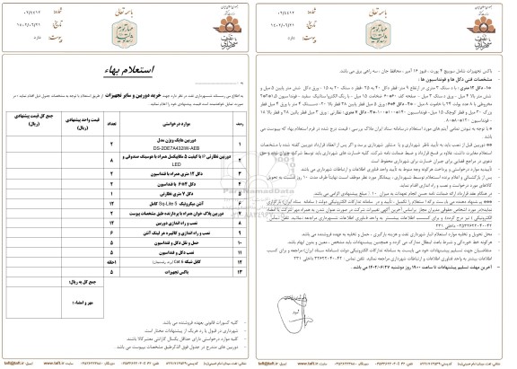 استعلام خرید دوربین و سایز تجهیزات