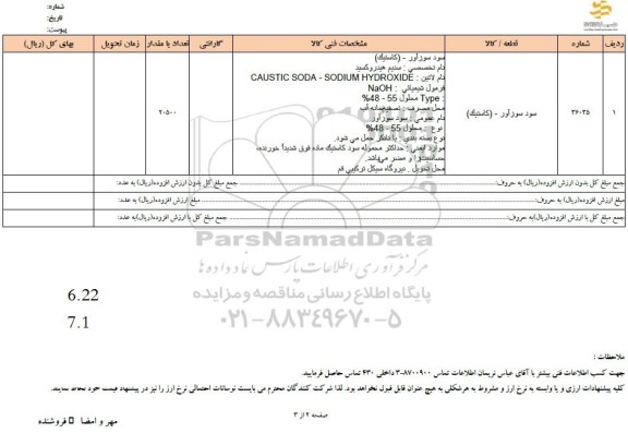 استعلام سود سوزآور (کاستیک)