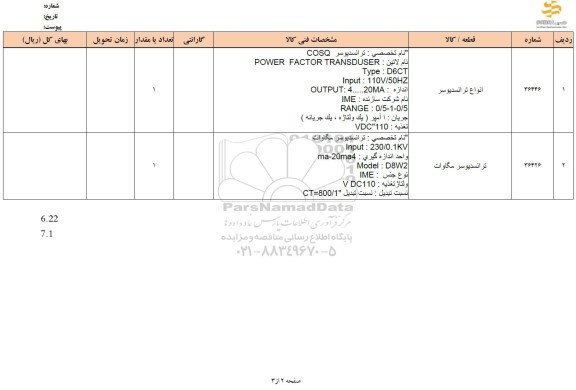 استعلام انواع ترانسدیوسر و ترانسدیوسر مگاوات