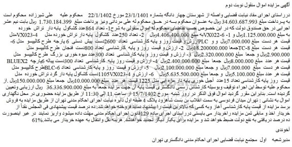 مزایده فروش تعداد 864عدد کشکول پایه دار تراش خورده مدلVX023-4 و...
