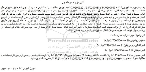 مزایده فروش سیفون روشویی 19 عدد و...
