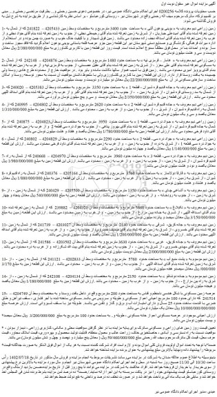 مزایده فروش زمین زراعی دیم معروف به « بوینی یوغون آلتی » به مساحت  حدود 3400 مترمربع 