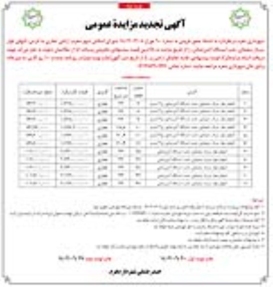 مزایده فروش اراضی تجاری-تجدید