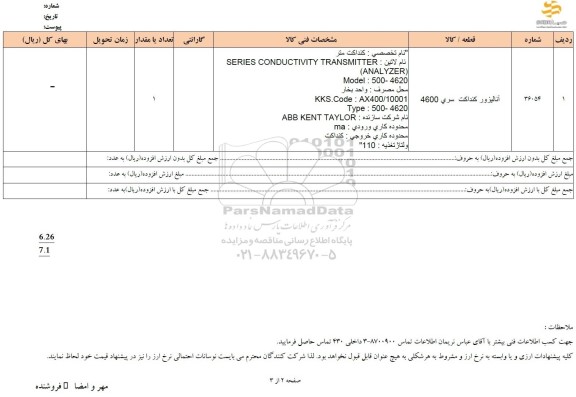 استعلام آنالیزور کنداکت سری 4600 