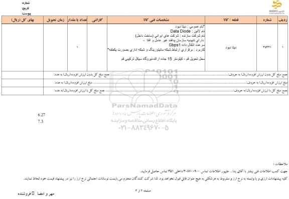 استعلام دیتا دیود