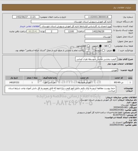 استعلام کیفیت بخشی مدارس متوسطه هیات امنایی