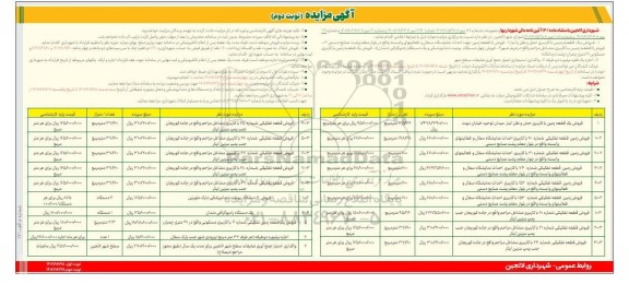 مزایده فروش 6 قطعه زمین و ...- نوبت دوم