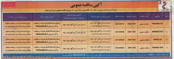 مناقصه TRIGONOX 101.... - نوبت دوم