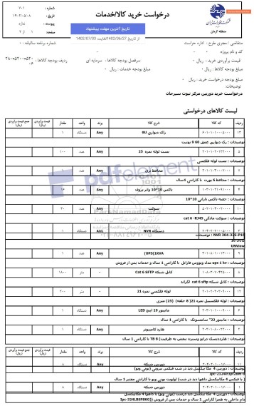 استعلام خرید و نصب دوربین مداربسته