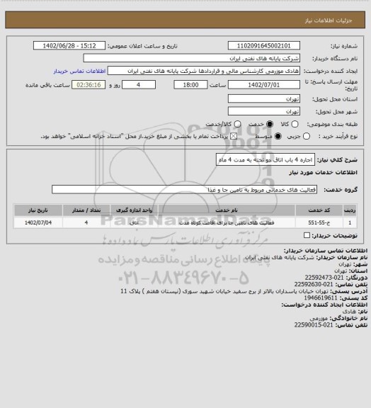 استعلام اجاره 4 باب اتاق دو تخته به مدت 4 ماه