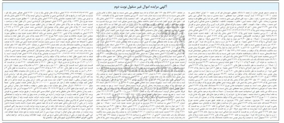 مزایده پلاک ثبتی 6167 - 6168 - 6169 - 6170 اصلی و فرعی 1 و 2 از 6170 اصلی - نوبت دوم 