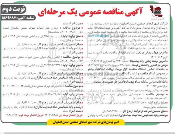 مناقصه محوطه سازی خیابان های ناحیه صنعتی اژیه و... - نوبت دوم