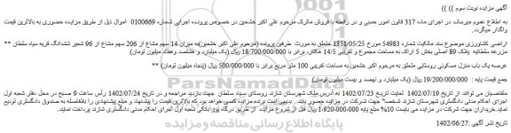 مزایده فروش اراضی کشاورزی