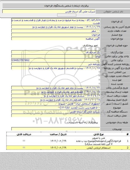 مناقصه, ۵۰۰ فقره زرین دشت (تجدید ۱۴۰۲/۵۱)
