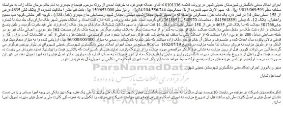 مزایده فروش ملک 