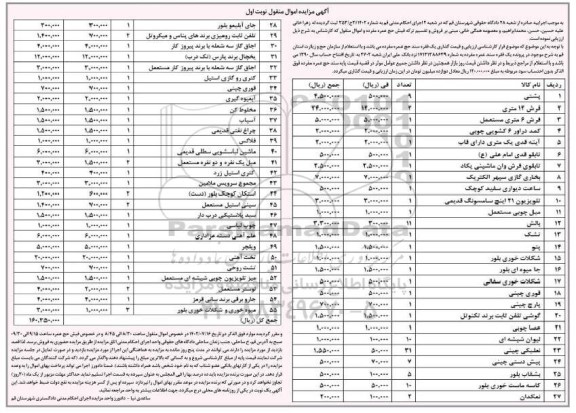 مزایده اقلام و فیش حج..