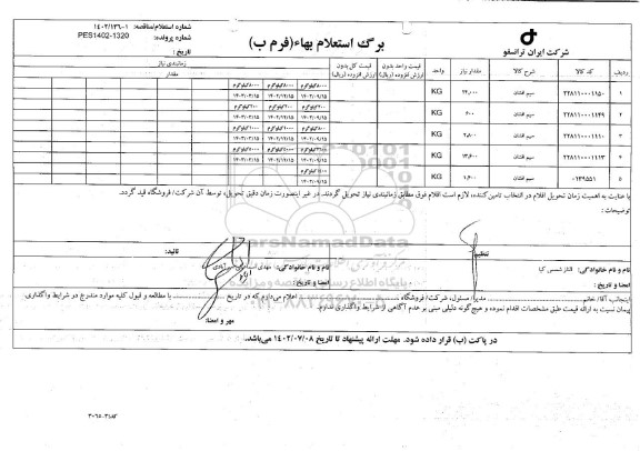 استعلام سیم افشان