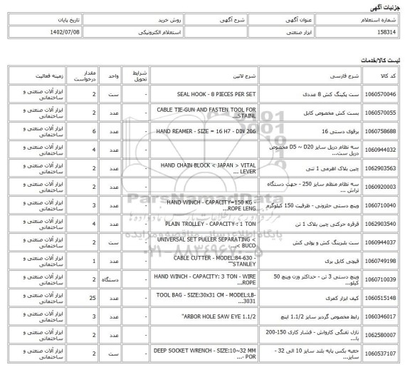 استعلام الکترونیکی، ابزار صنعتی