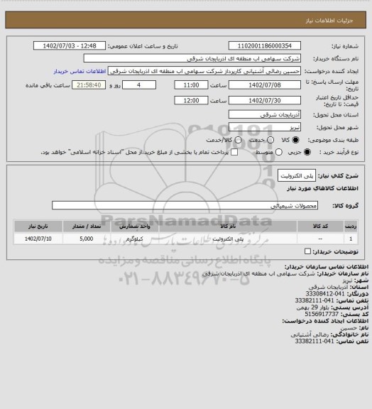 استعلام پلی الکترولیت