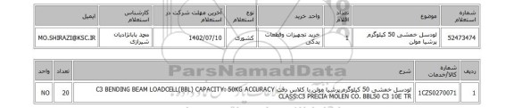 استعلام، لودسل خمشی 50 کیلوگرم پرشیا مولن