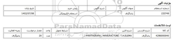 استعلام الکترونیکی، پانتاگراف