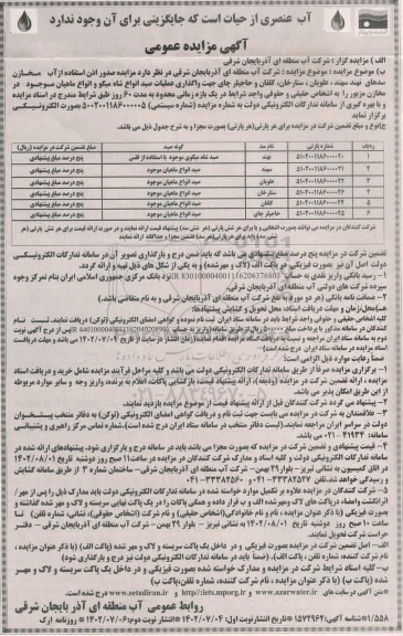 مزایده صدور اذن استفاده از آب ....