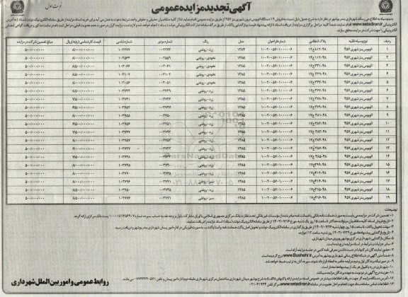 تجدید مزایده فروش 19 دستگاه اتوبوس درون شهری بنز 457