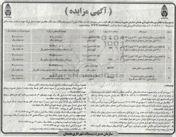 مزایده  واگذاری املاک ...