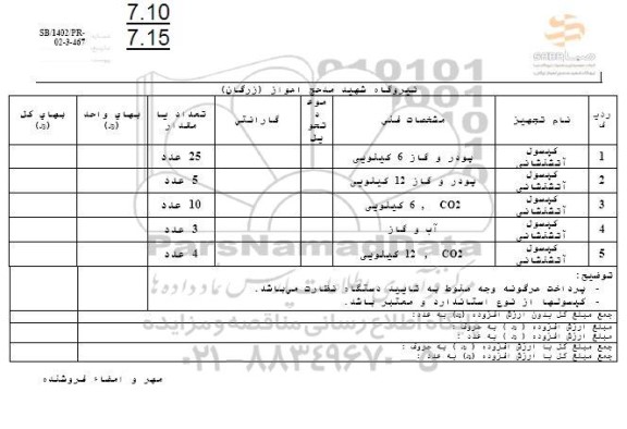 استعلام کپسول آتشنشانی