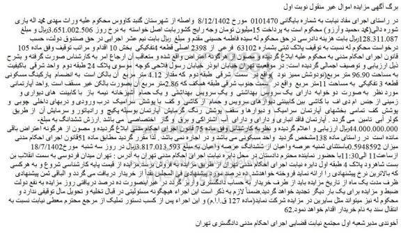 مزایده فروش نیم عشر اجرایی