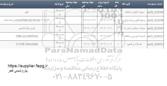 استعلام عایق ........