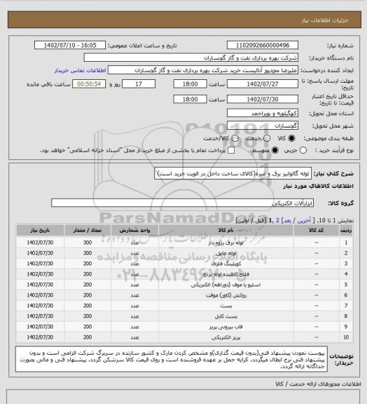 استعلام لوله گالوانیز برق و غیره(کالای ساخت داخل در الویت خرید است)