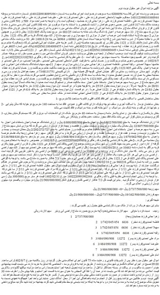 مزایده فروش ملک با ساختمان قدیمی با اسکلت بنایی و سقف تیر آهن فاقد کلاف ...