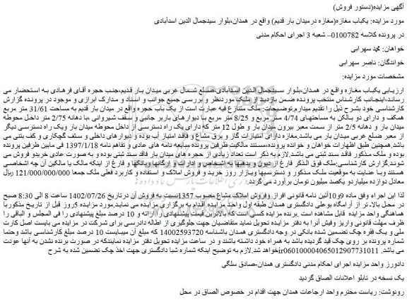 مزایده  یکباب مغازه