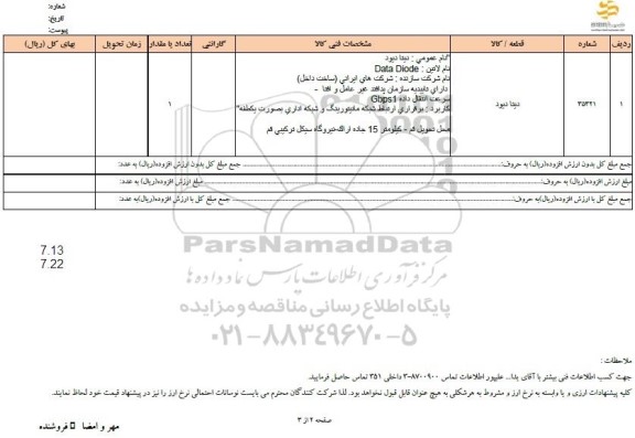 استعلام دیتا دیود