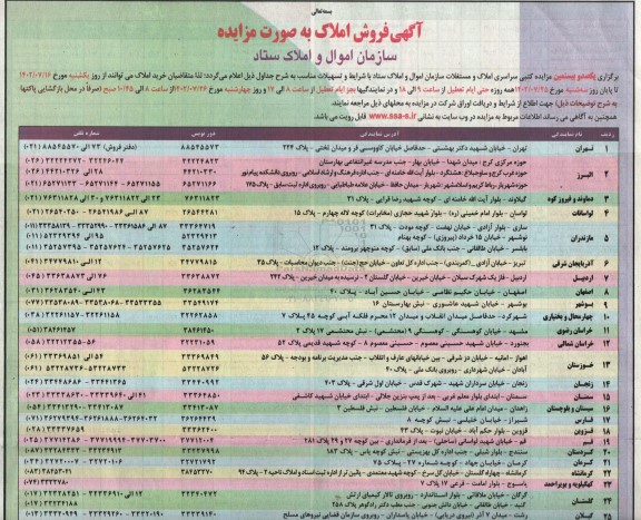 مزایده فروش املاک