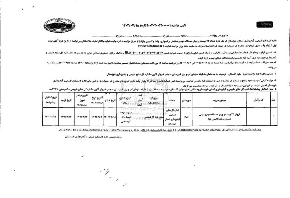 مزایده فروش 24 دستگاه خودرو دولتی (سواری، وانت، کامیون بنز)