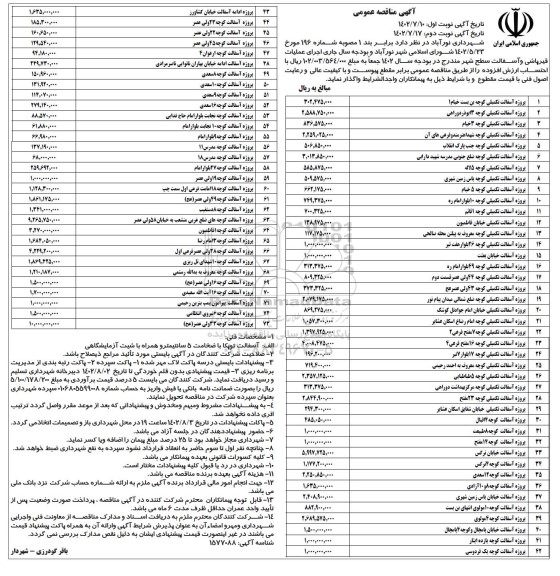 مناقصه عمومی اجرای عملیات قیرپاشی و آسفالت سطح شهر - نوبت دوم