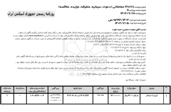 تجدید مزایده فروش تنه درختان