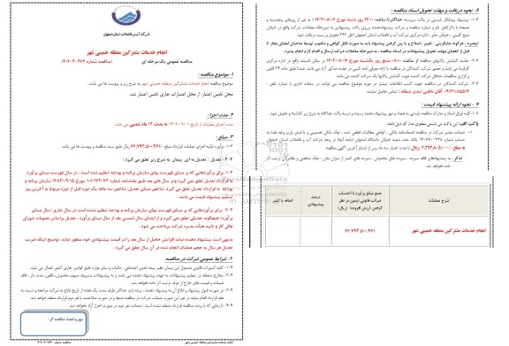 مناقصه انجام خدمات مشترکین منطقه 